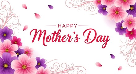 Happy mother's day wishes with beautiful flowers and greeting