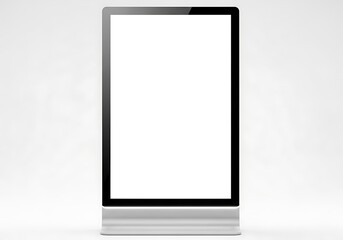 Fototapeta premium A digital display screen with a blank white surface and silver base