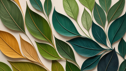 Obraz premium Abstract leaf-like shapes forming a decorative natural pattern