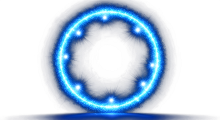 Glowing blue neon circle with bright lights on transparent background – Best for graphic design, web banners, social media posts, marketing, presentations, and creative projects