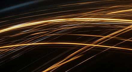 Traffic light trails on a dark highway at night