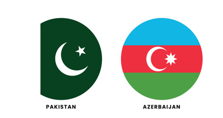 Fototapeta premium Pakistan & Azerbaijan Round Flag, Pakistan and Azerbaijan friendship diplomatic relations