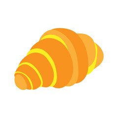 A freshly baked golden-brown croissant with vibrant yellow stripes, presented in a simple, clean illustration on a white background