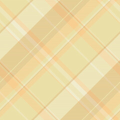 Identity check textile plaid, warp tartan texture seamless. Decorating fabric pattern vector background in light and amber colors.