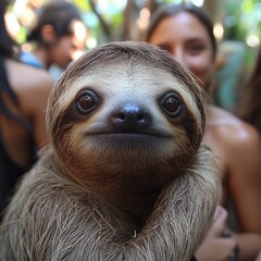A sloth among people