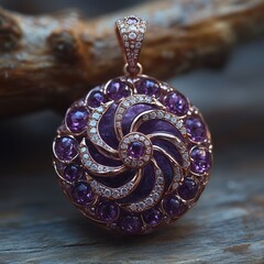 Purple stone and rosette pendant