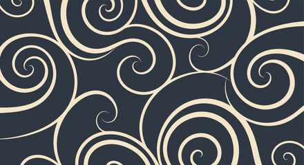 Naklejka premium Elegant seamless swirl pattern in navy and cream