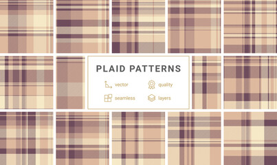 This timeless plaid pattern combines muted purple and beige for a sophisticated aesthetic. Perfect for textile design, professional backgrounds, and elegant digital scrapbooking projects.