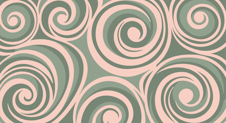 Fototapeta premium Retro abstract swirl pattern: pink and green geometric background design