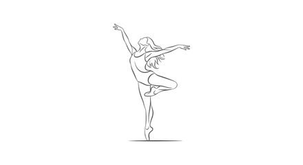 ballet dancer performing elegant line art pose on white for dance school logos classical performance branding and artistic design templates.