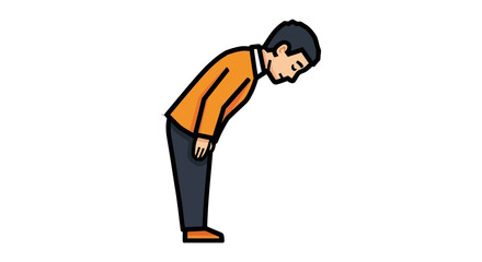 Obraz premium man bowing deeply a respectful gesture conveying apology or gratitude representing formal business etiquette and politeness in corporate settings