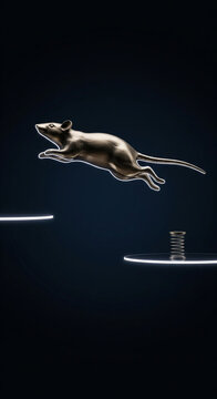 Metallic rat on dark background