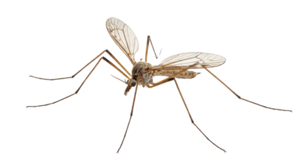Close-up of a single brown mosquito with translucent wings isolated PNG with Transparent Background