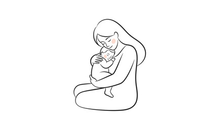 Obraz premium Mother holding newborn baby in her arms, tender and loving moment.