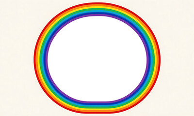 Obraz premium vibrant multicolored rainbow frame surrounds circular design element rendered bright hues neutral background set within