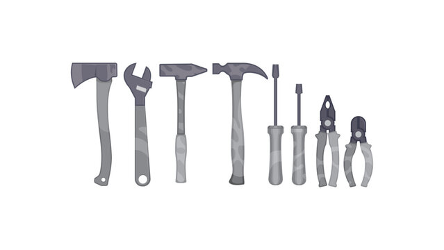 Professional hand tools collection, industrial hardware equipment and repair service vector icons