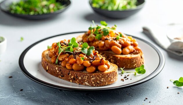 Elevated Beans on Toast Concept. Traditional British Food