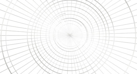 Obraz premium Abstract tunnel of white lines converging to a vanishing point isolated on white background