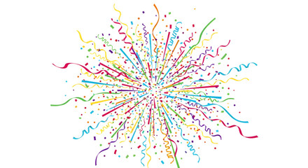 Fototapeta premium Colorful confetti and streamers isolated on white background for celebration