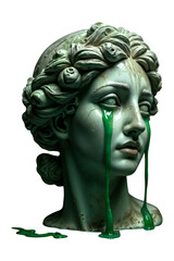 Obraz premium Classical statue head with green liquid dripping from eyes
