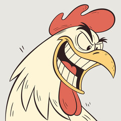 Happy Smiling Rooster Cartoon Illustration Character Art Design