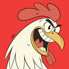 Happy Smiling Rooster Cartoon Illustration Character Art Design