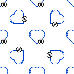 Obraz premium Line Like and heart icon isolated seamless pattern on white background. Counter Notification Icon. Follower Insta. Colorful outline concept. Vector