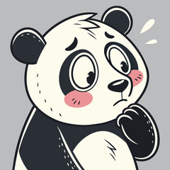 Cute Panda Thinking And Confused Cartoon Illustration Art