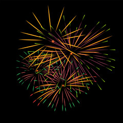 Fireworks Vector with black background.