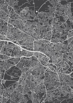 City map Glasgow, monochrome detailed plan, vector illustrationм