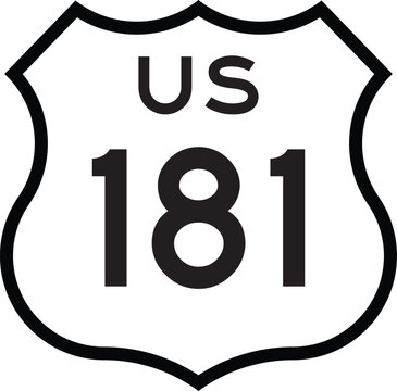 US Route 181 Highway Shield Cutout Sign Road Numbered System Design Emblem Vector