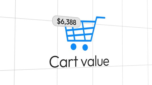 Shopping cart value concept in 4k animation for e-commerce, business analytics, and retail success visualization video footage