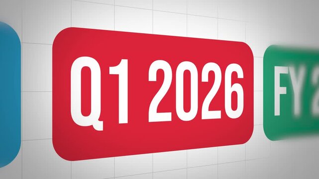 4k animation illustrating financial growth with q1 2026 timeline, ideal for business presentations and quarterly report visualizations