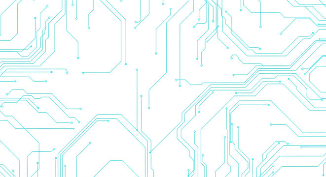Circuit board pattern isolated on transparent background with blue lines design