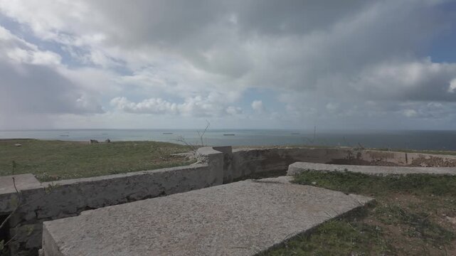 Forgotten army watchtower overlooking Atlantic Oce