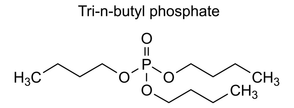 Tri-n-butyl phosphate, chemical structure of tri-n-butyl phosphate, drug substance