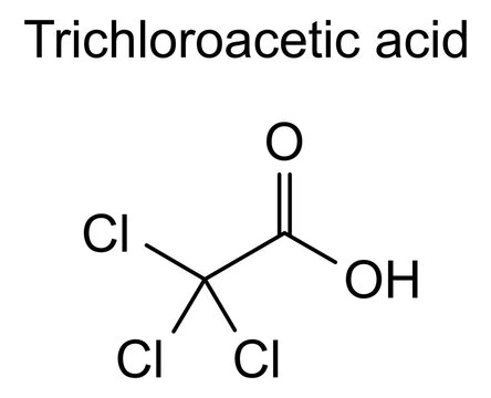 Trichloroacetic acid, chemical structure of trichloroacetic acid, drug substance