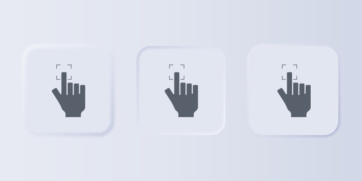 Grey Fingerprint icon isolated on grey background. ID app icon. Identification sign. Touch id. Set icons in square buttons. Vector