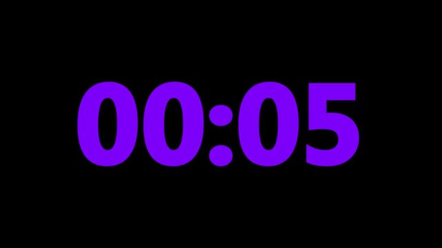 Digital countup clock timer in zero second to 10 second. White text number on isolated black background. Element for overlay concept. 10 second countdown timer with black background. 