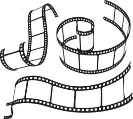 Naklejka premium Set of hand drawn film reels