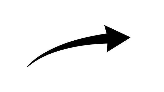 Minimalist, black, curved, arrow, animation, on, white, background, perfect, for, pointing, to, key, information, directional, cues, and, modern, digital, presentation, overlays.
