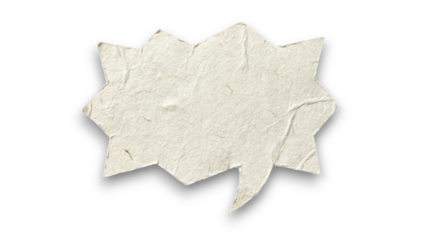 Textured paper speech bubble in starburst shape with rough edges isolated on transparent background