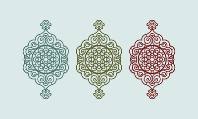 colorful ornamental designs on light blue background