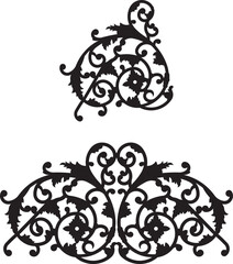 ornate black floral designs on white background for graphic resources