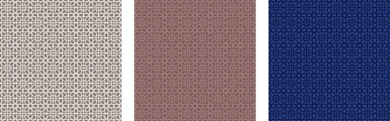 Three patterned rectangles with geometric designs side by side