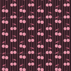 Seamless Cherry Pattern Background Striped Design