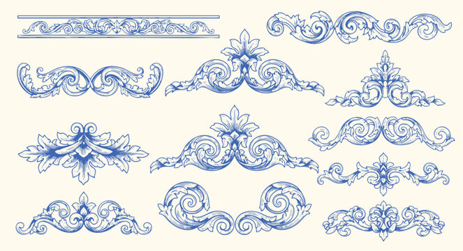 flourish vignette scroll victorian deco swirl arabesque damask calligraphic ornamental royal