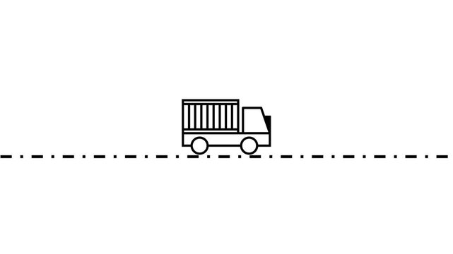 shopping container truck icon animation on the way to sea port 