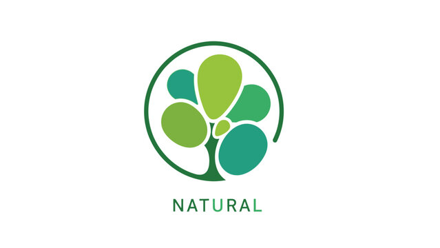 Simple stylized green logo design representing organic growth and flourishing nature within a circle
