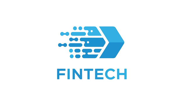 Modern blue fintech logo design representing fast digital financial technology transfer and innovation